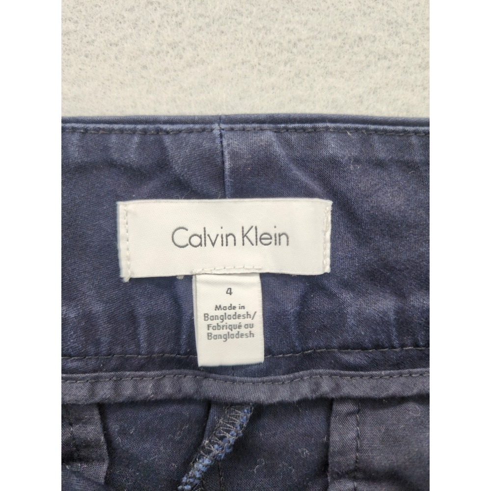 Calvin Klein Navy Blue Chino Shorts Womens Size 4 Casual Summer Classic Preppy - Picture 2 of 11
